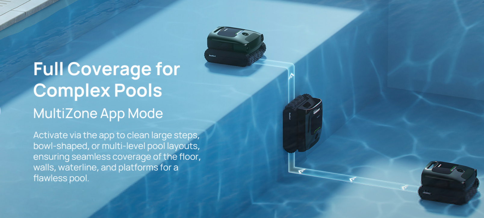 Beatbot AquaSense 2 Pro MultiZone cleaning mode for complex pools
